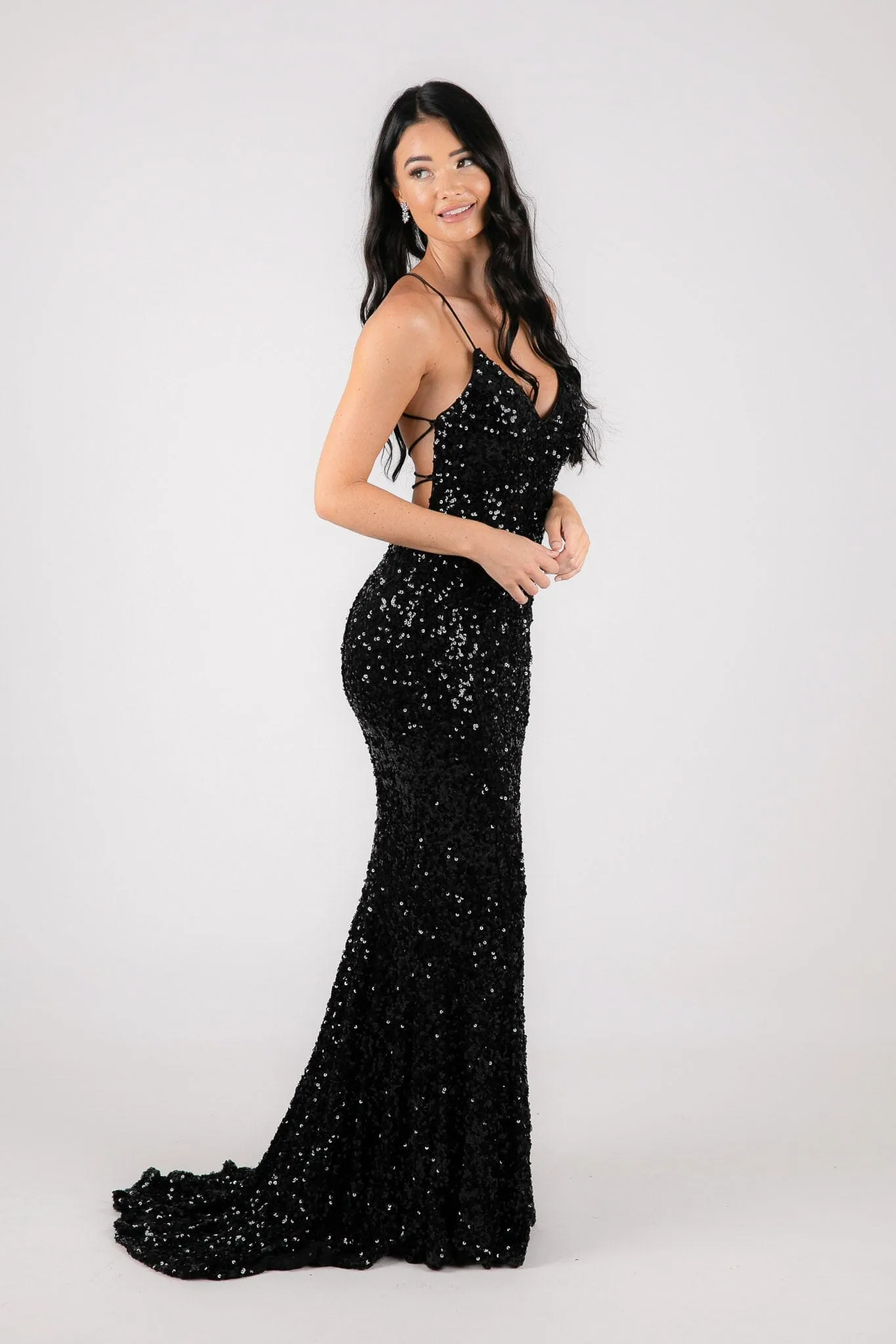 Fresiana Sequin Gown - Black