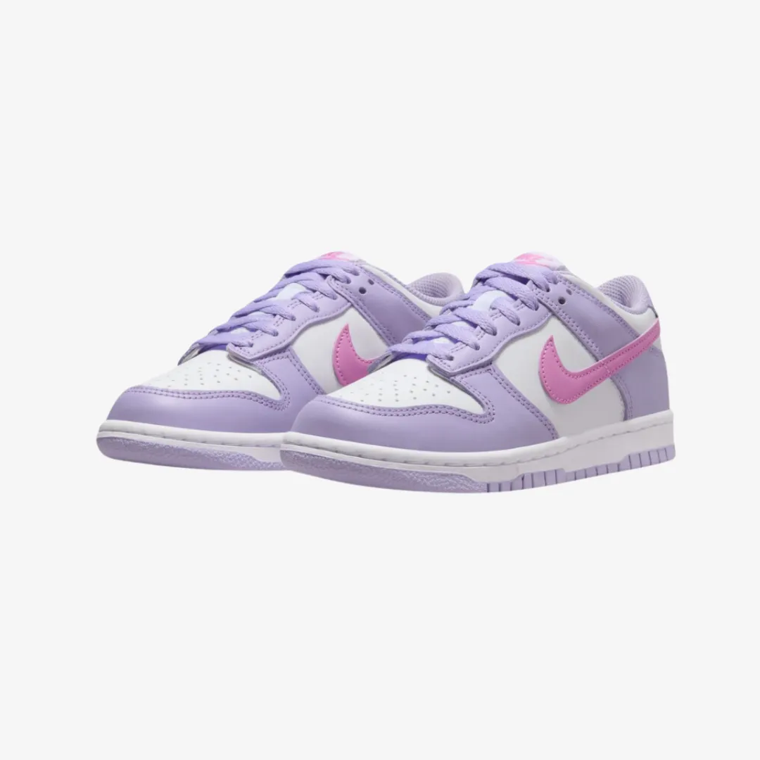 gradeschool nike dunk low (white/purple)