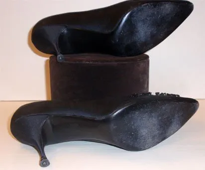 HARILELA'S 1960s Black Satin Beaded Pumps