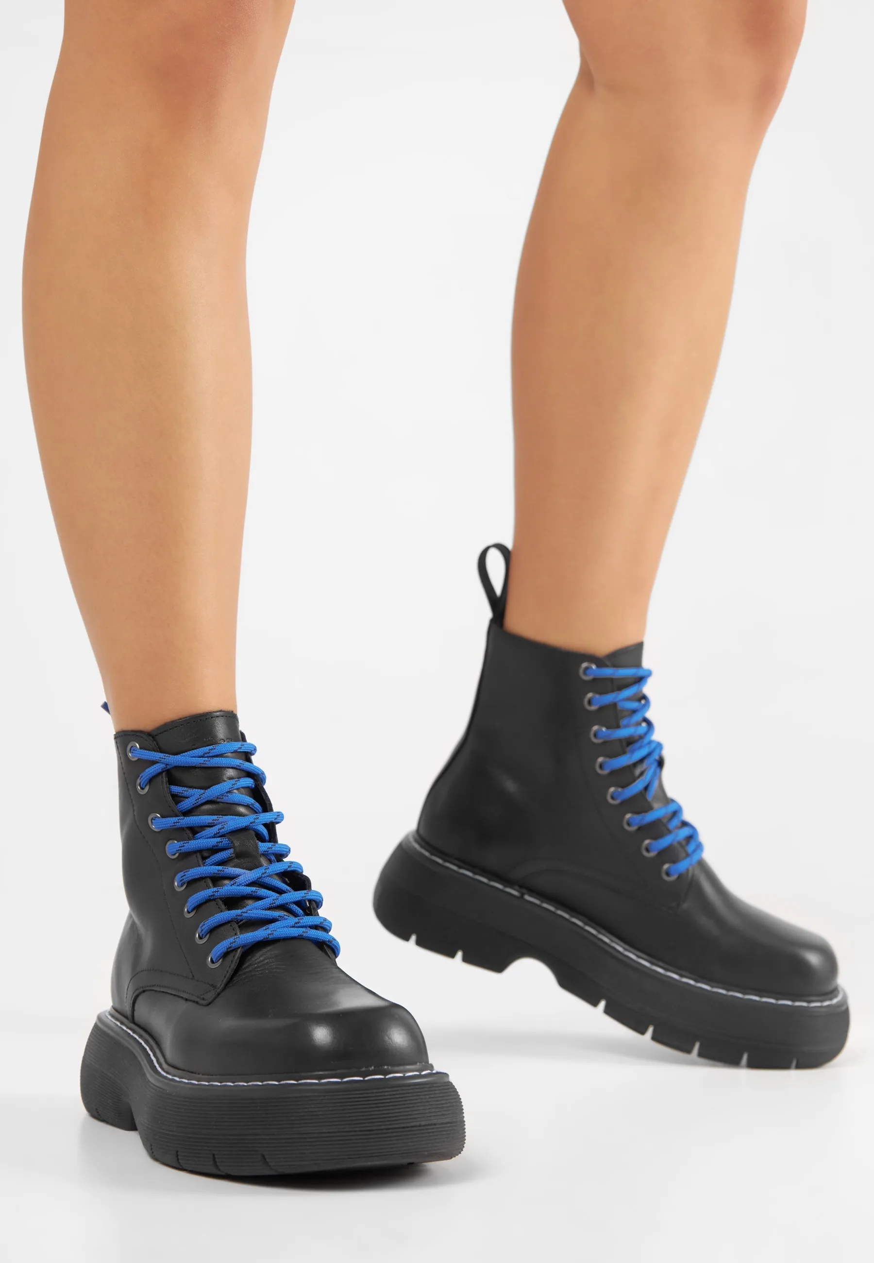 Jane All Black Leather Combat Boots