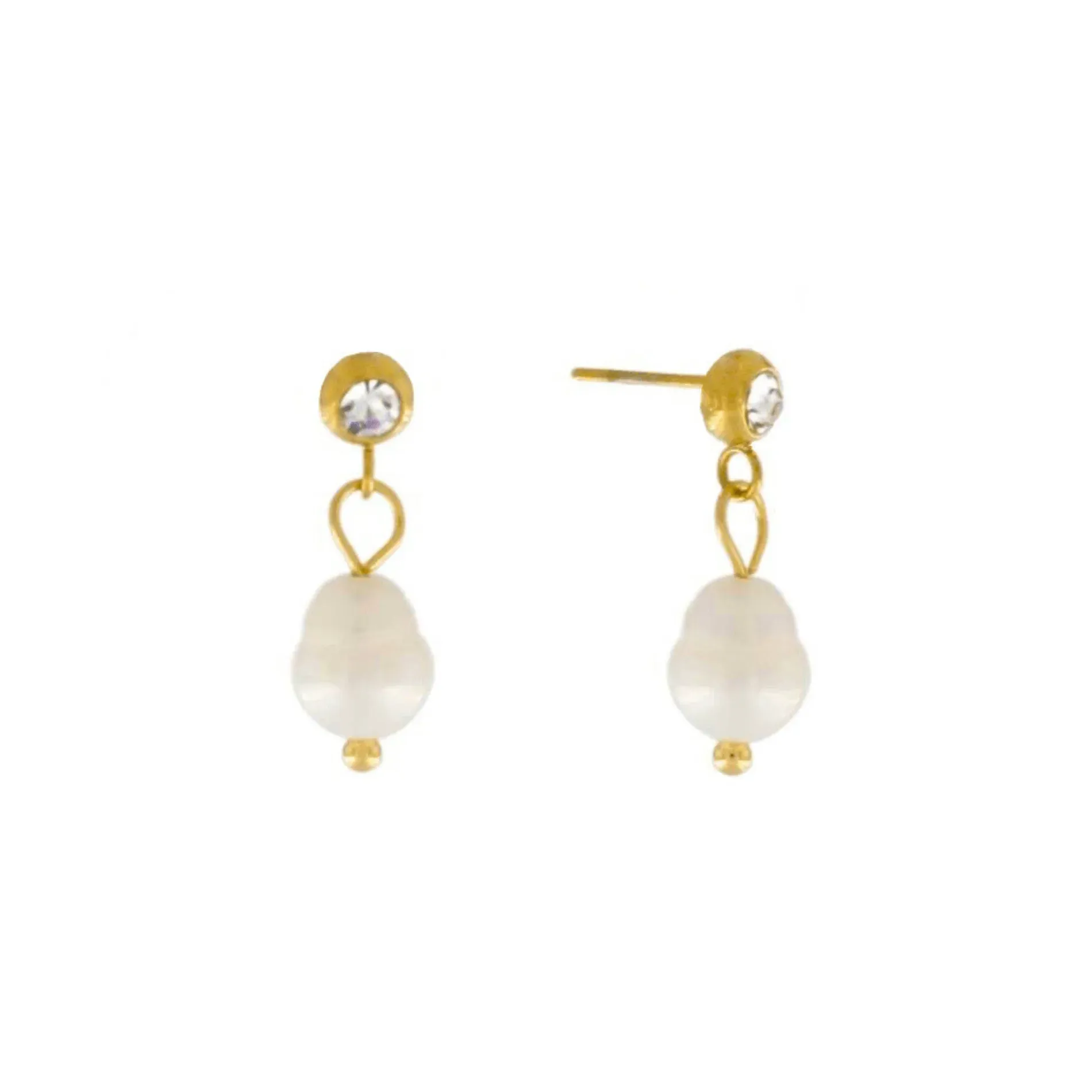 Joy Waterproof Post Pearl & CZ Earring 18K Gold Plating