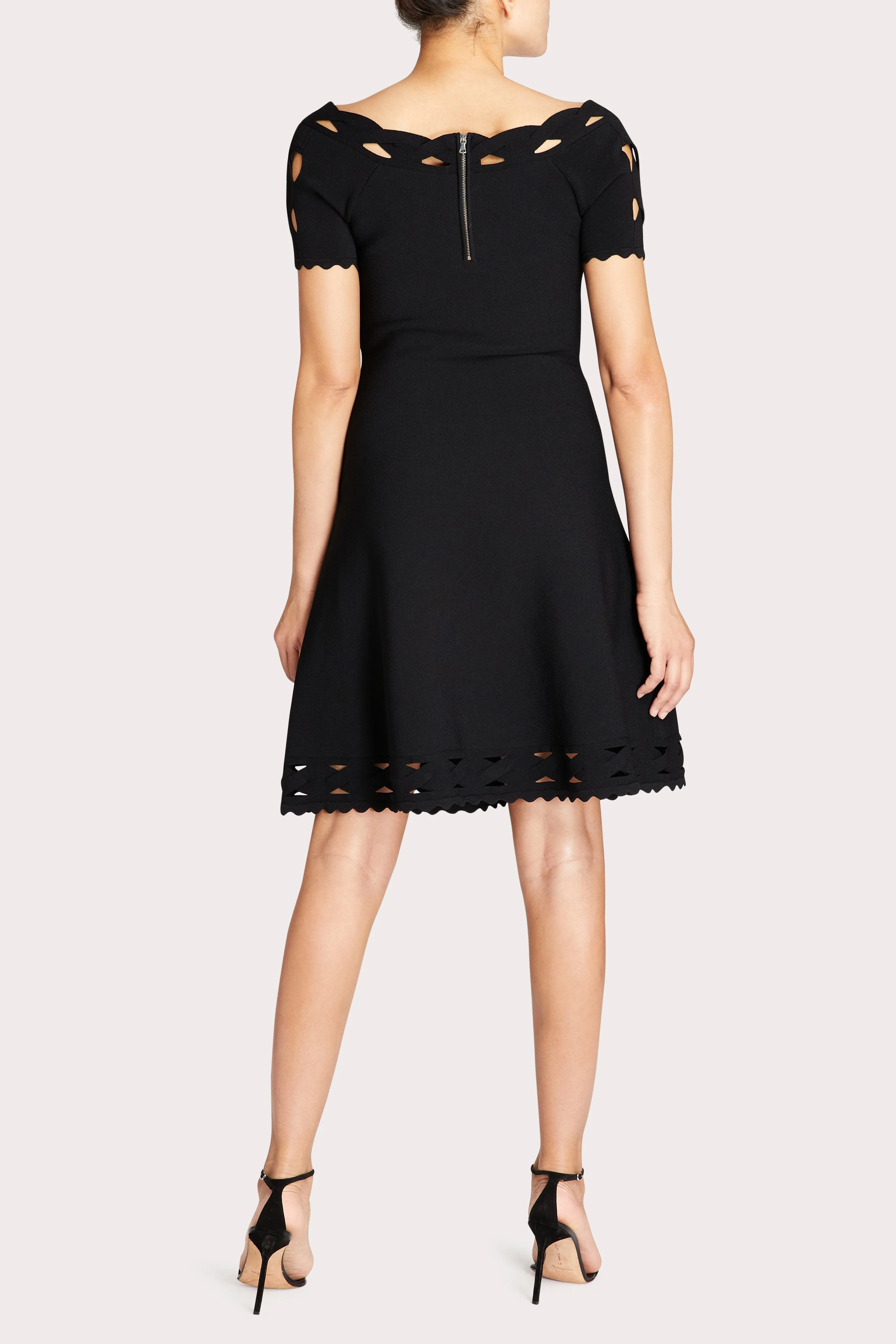 Keyhole Twist Trim Flare Dress