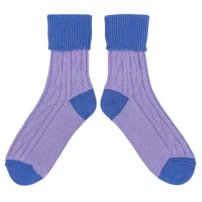 Lilac & Bright Blue Cashmere Blend Slouch Socks