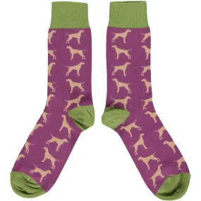 Men's Aubergine & Moss Green Hound Organic Cotton Ankle Socks