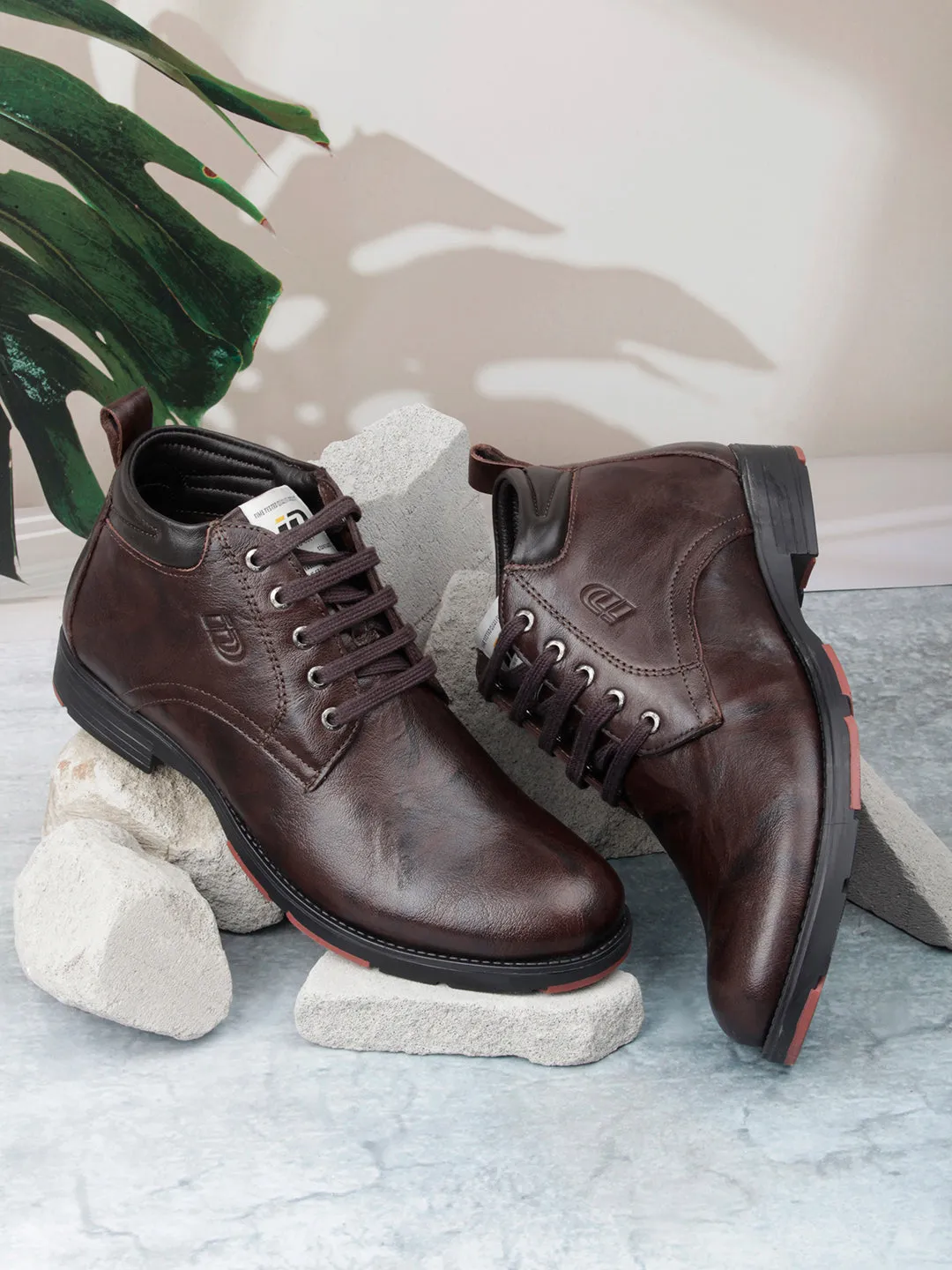 Men's Brown Crumble Leather Boot (ID1026)