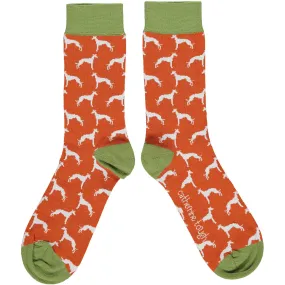 Men's Orange & Green Whippet Organic Cotton Ankle Socks