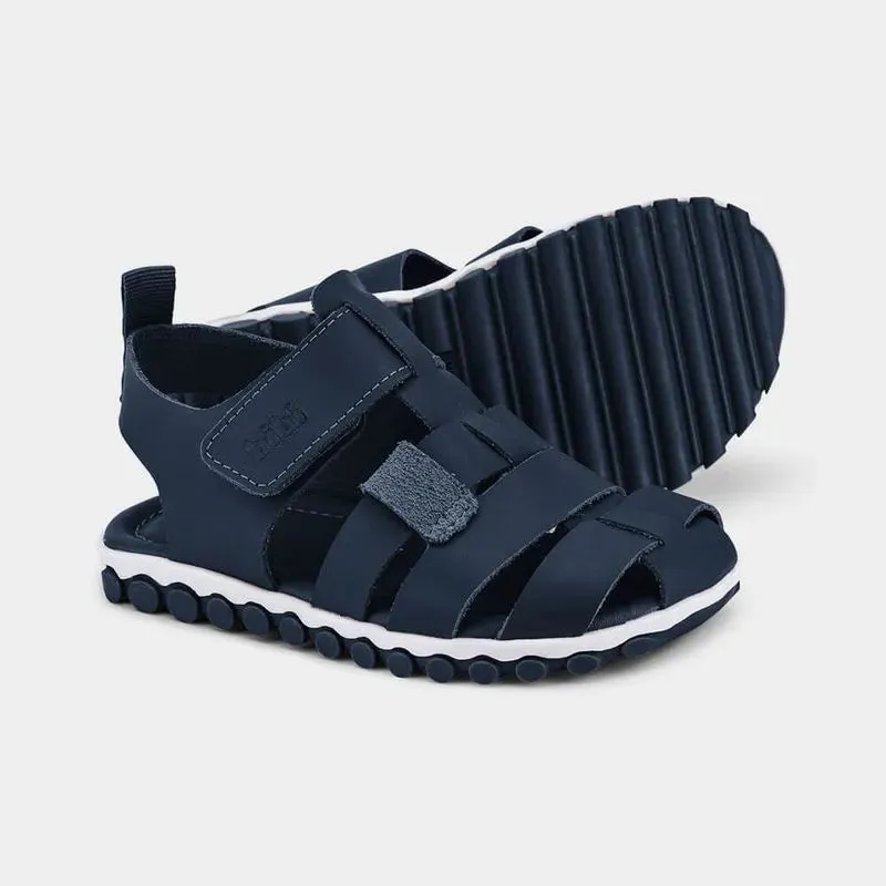 Navy leather sandal