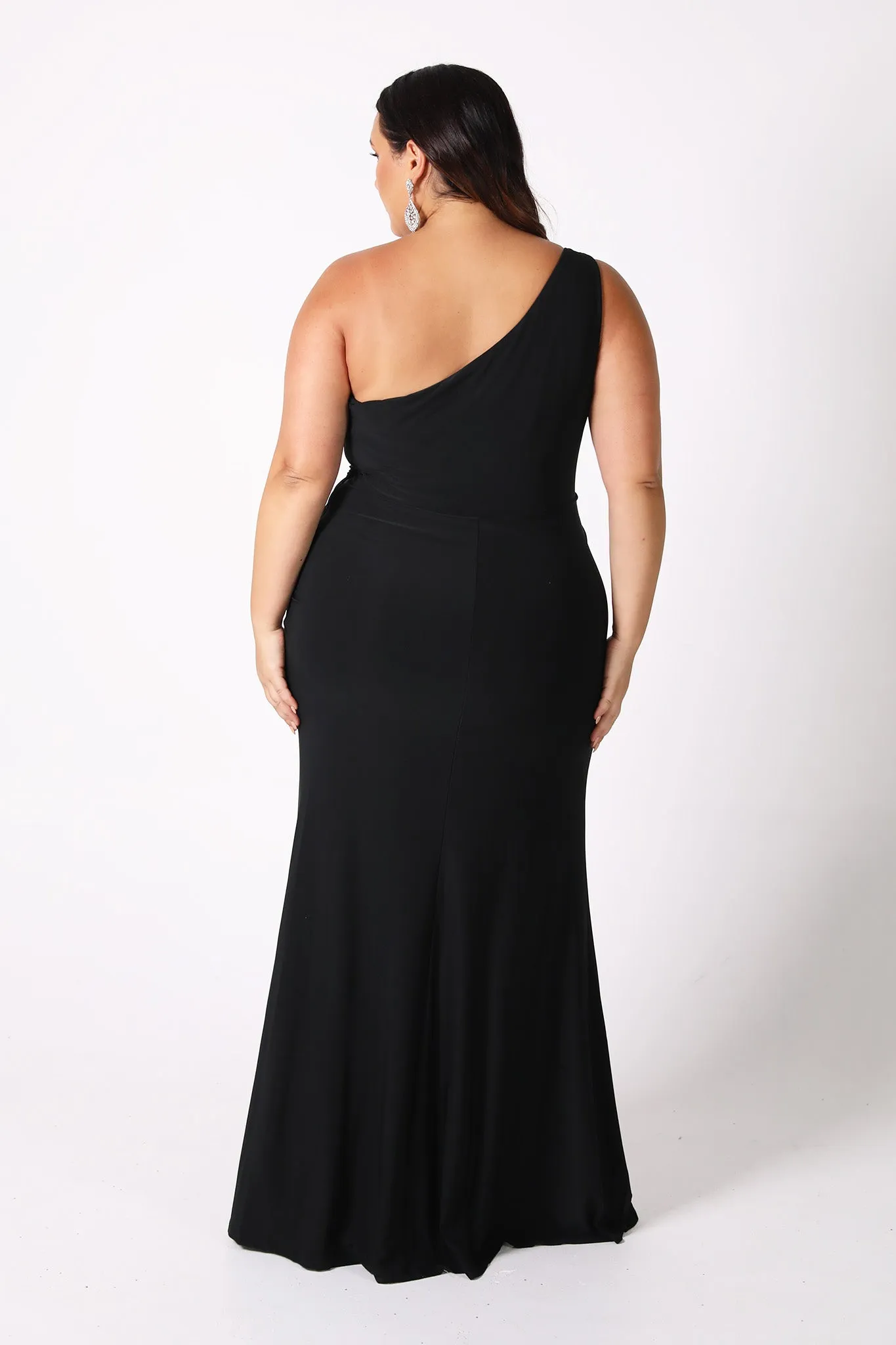 NELIA One Shoulder Maxi Column Dress - Black