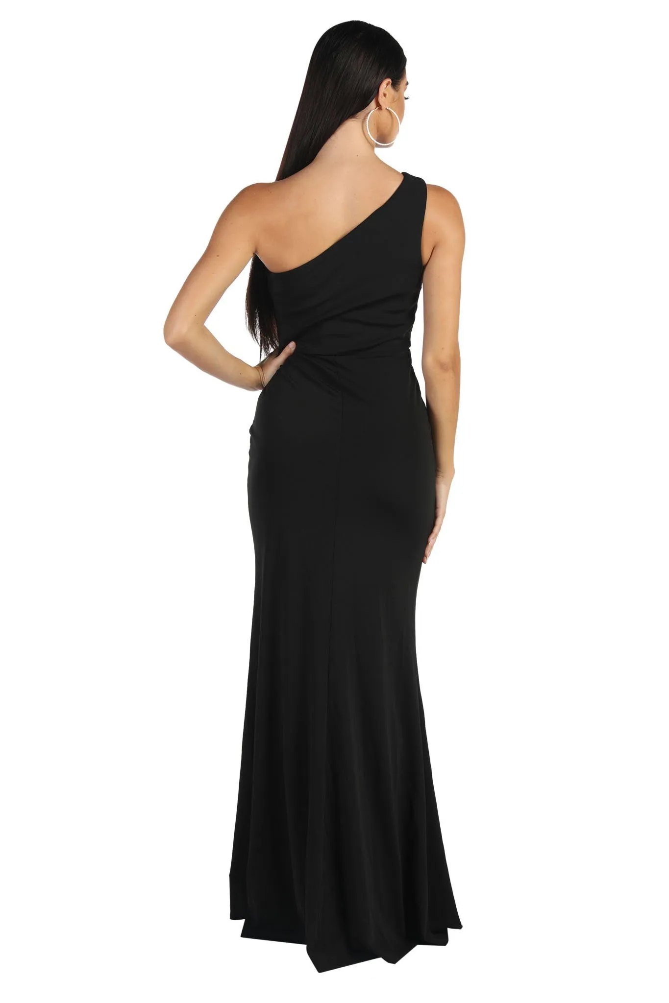 NELIA One Shoulder Maxi Column Dress - Black