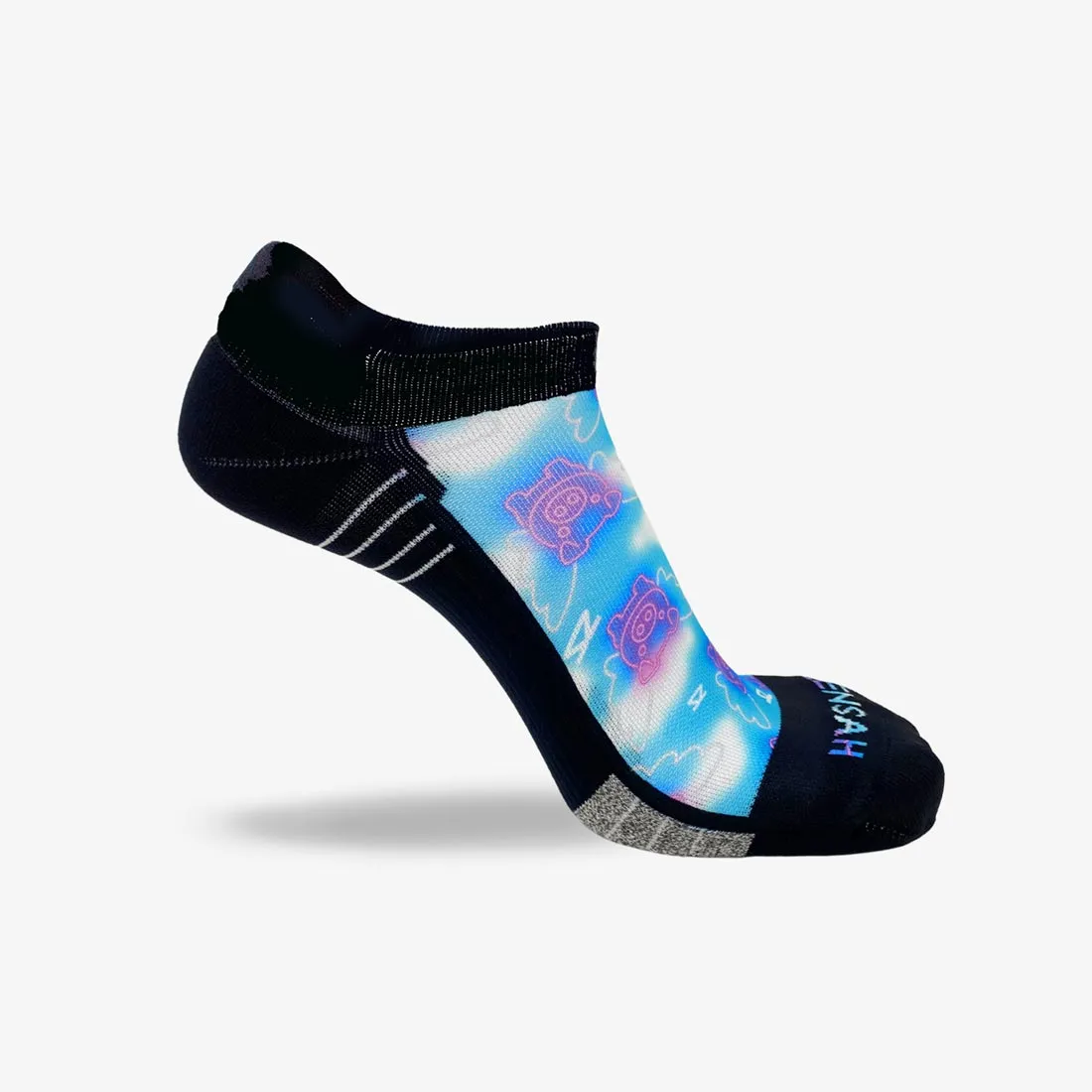 Neon Flying Pigs Running Socks (No Show)