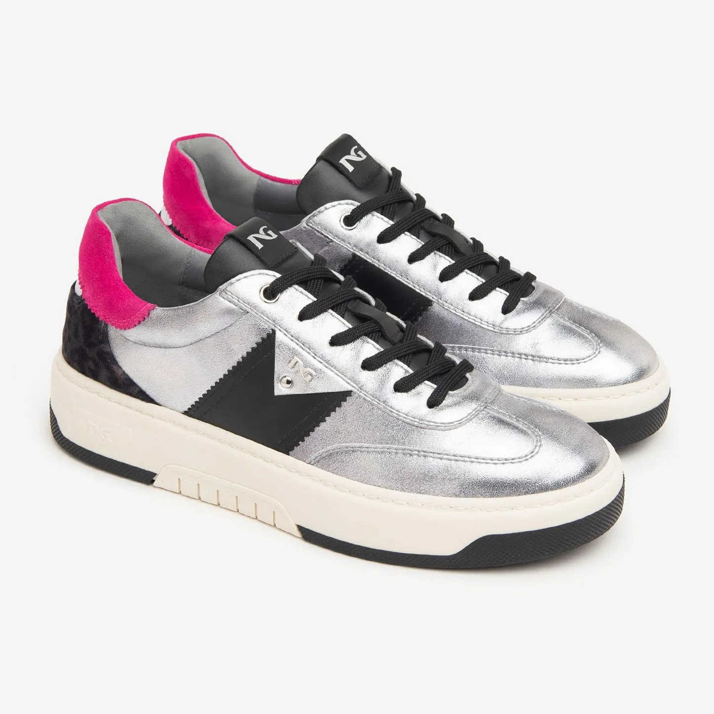 Nero Giardini Leather Trainers With Colour Block Heel