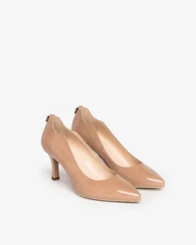 Nero Giardini Nude Leather Wave Heel Court Shoe