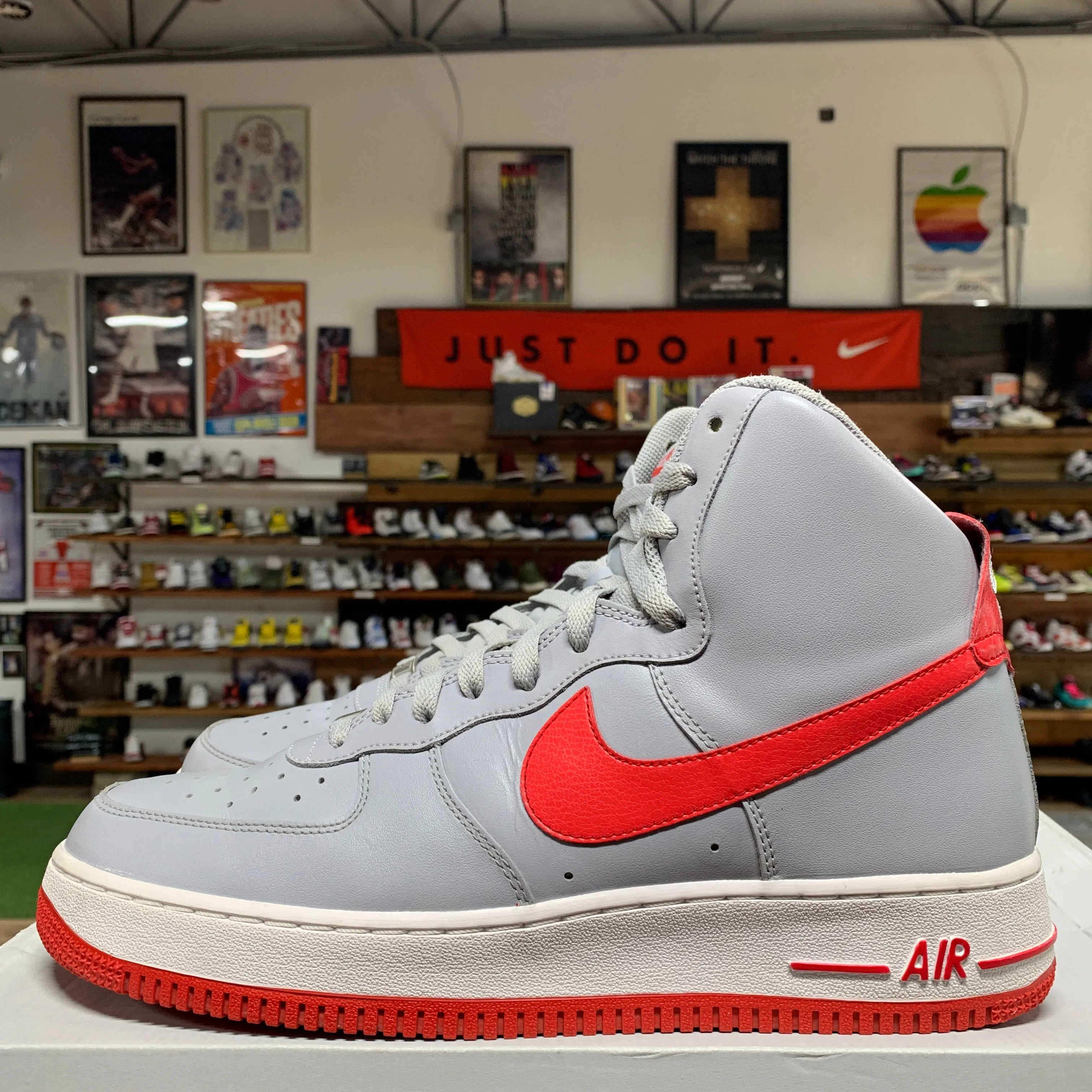 Nike AF1 High 'Grey / Red' Size 10