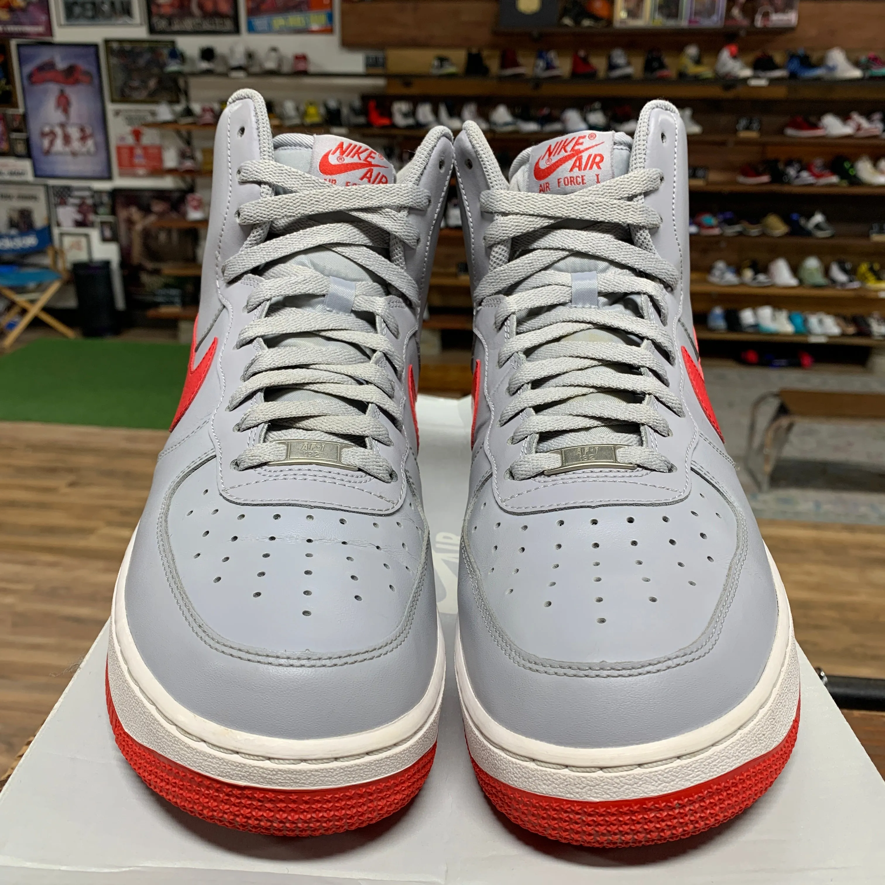 Nike AF1 High 'Grey / Red' Size 10