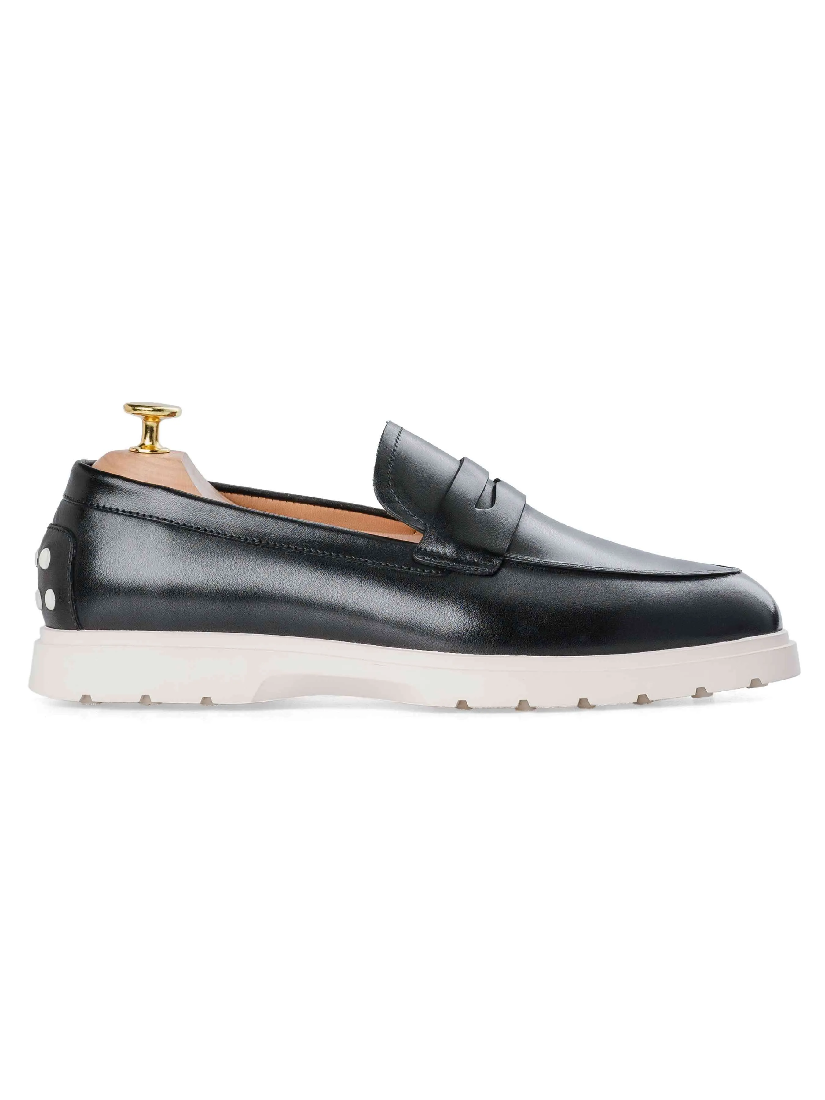 Penny Loafer - Solid Black (Chalk Sole)