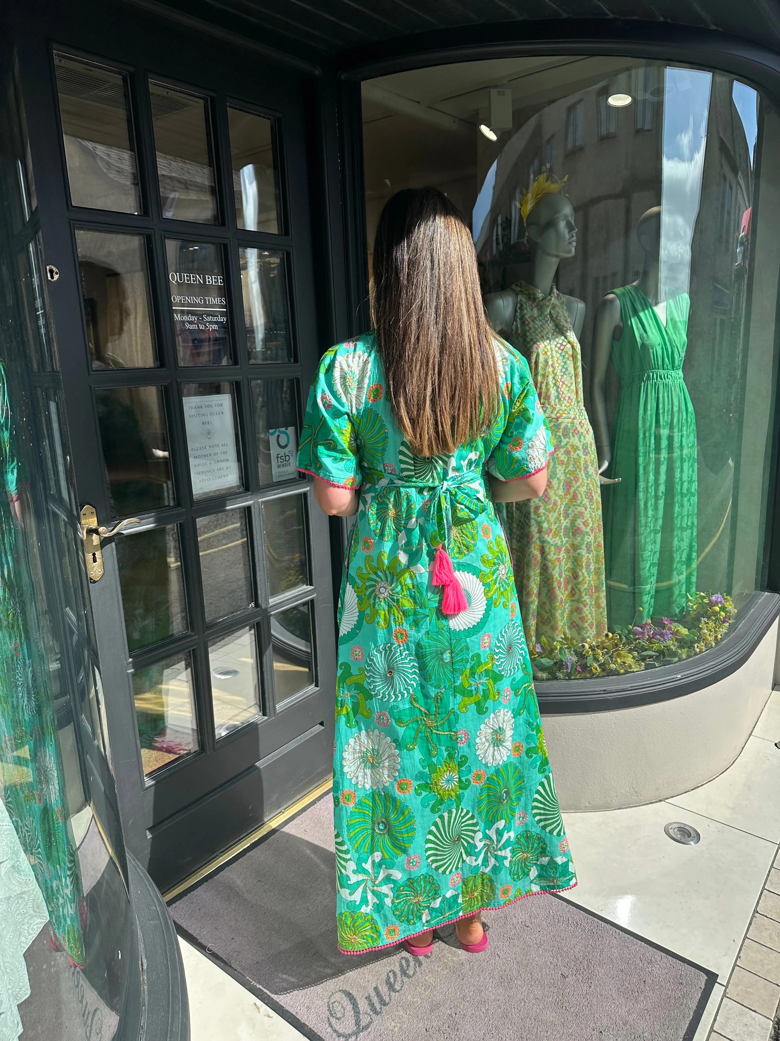 Place Du Soleil Green Flower Power Dress