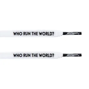 "Who Run The World?" White Flat Laces