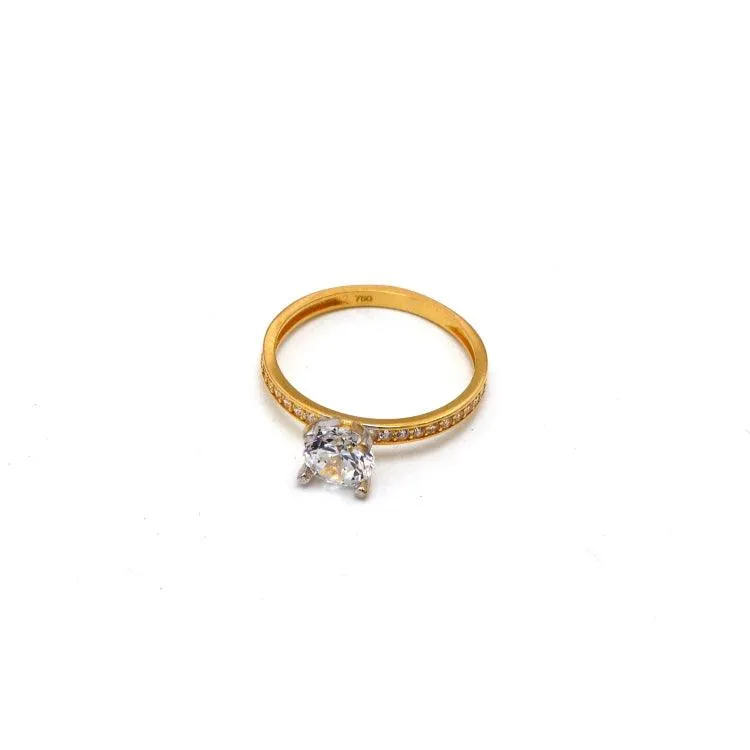 Real Gold 2 Color Luxury Solitaire Stone Ring 0233-Y (Size 6.5) R2467