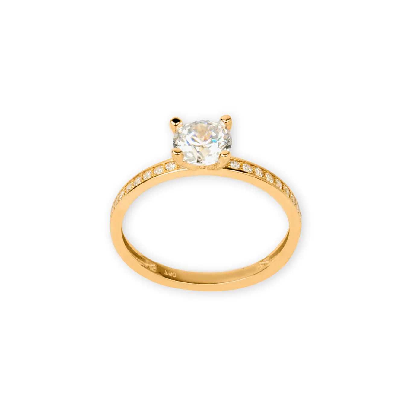 Real Gold 2 Color Luxury Solitaire Stone Ring 0233-Y (Size 6.5) R2467