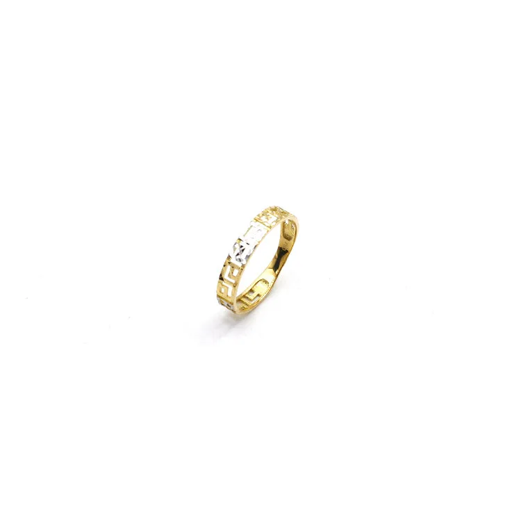 Real Gold 2 Color Maze Hoop Ring (Size 8) - Model 6495-YW R2557