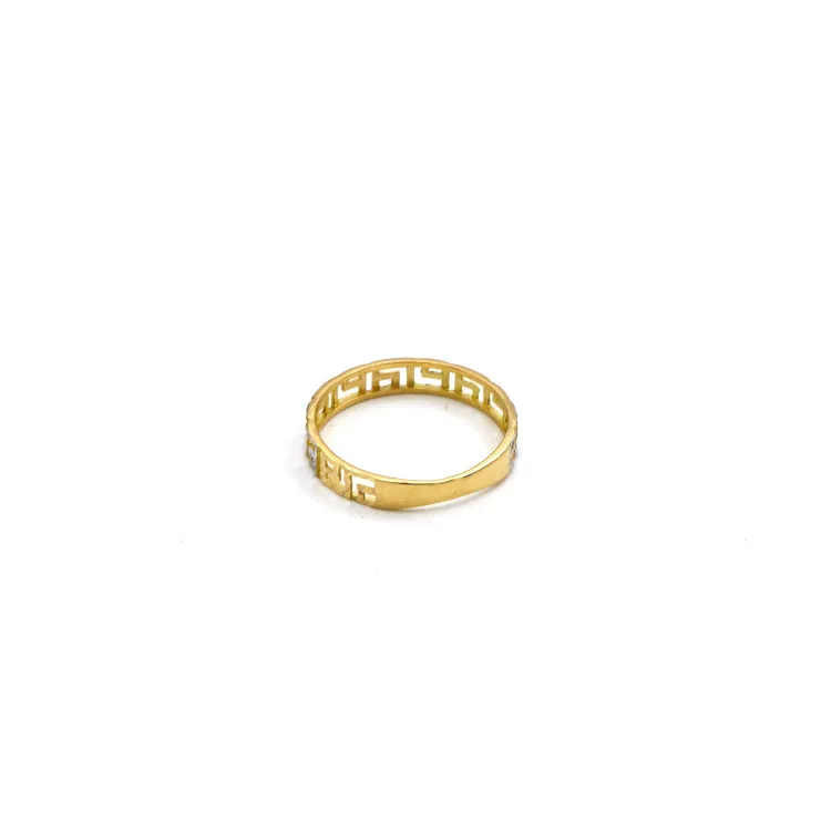 Real Gold 2 Color Maze Hoop Ring (Size 8) - Model 6495-YW R2557