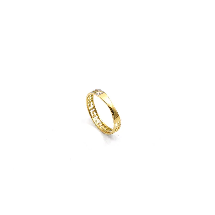 Real Gold 2 Color Maze Hoop Ring (Size 8) - Model 6495-YW R2557