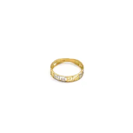 Real Gold 2 Color Maze Hoop Ring (Size 8) - Model 6495-YW R2557