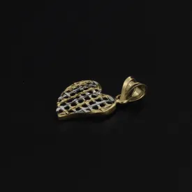 Real Gold 2C Curved Net Heart Pendant