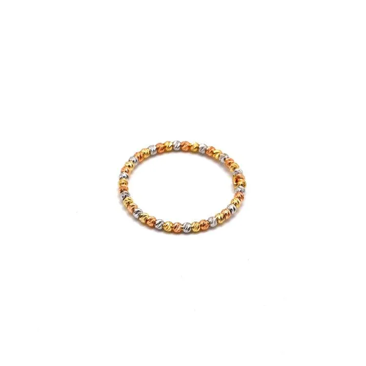 Real Gold 3 Color Beads 1.5 M.M Ring 4129 (Size 7) R2508