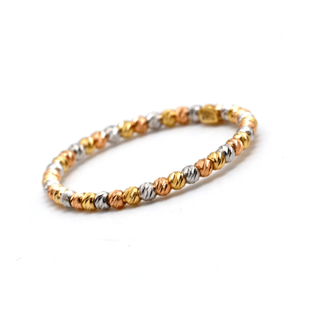 Real Gold 3 Color Beads 1.5 M.M Ring 4129 (Size 7) R2508