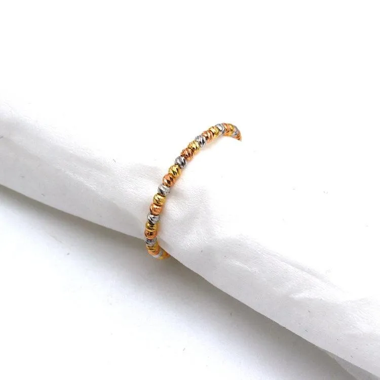 Real Gold 3 Color Beads 1.5 M.M Ring 4129 (Size 7) R2508