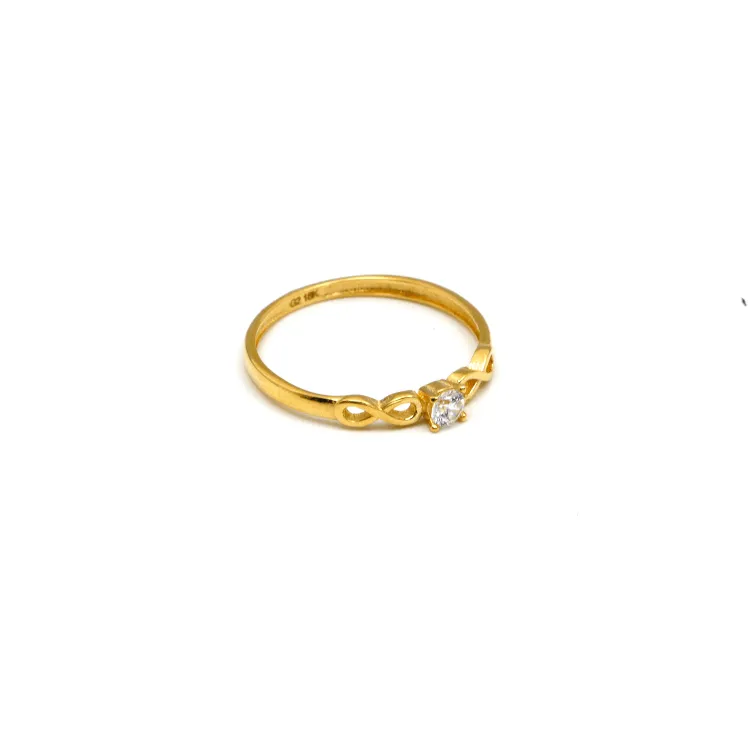 Real Gold Infinity Center Stone Ring 0523 (Size 8) R1897