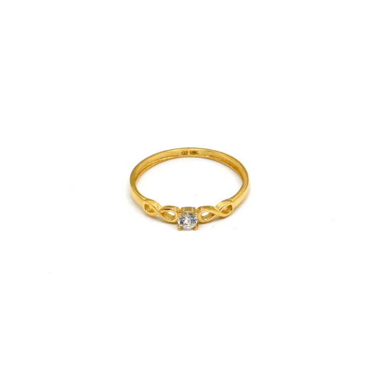 Real Gold Infinity Center Stone Ring 0523 (Size 8) R1897