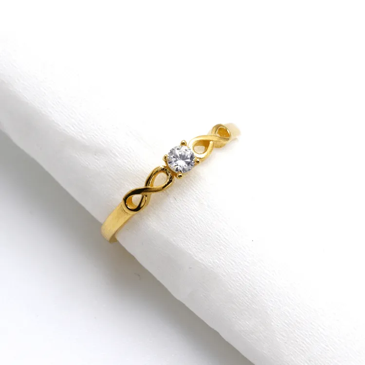 Real Gold Infinity Center Stone Ring 0523 (Size 8) R1897