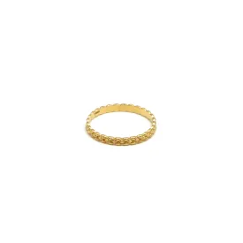 Real Gold Plain Beads Twisted Unisex Engagement Ring 1066 (Size 8) R2443