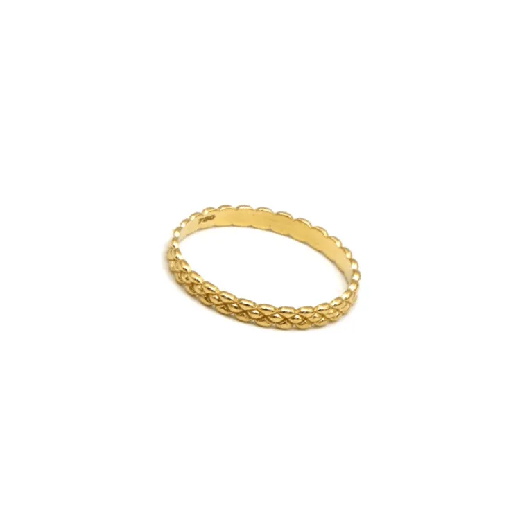 Real Gold Plain Beads Twisted Unisex Engagement Ring 1066 (Size 8) R2443