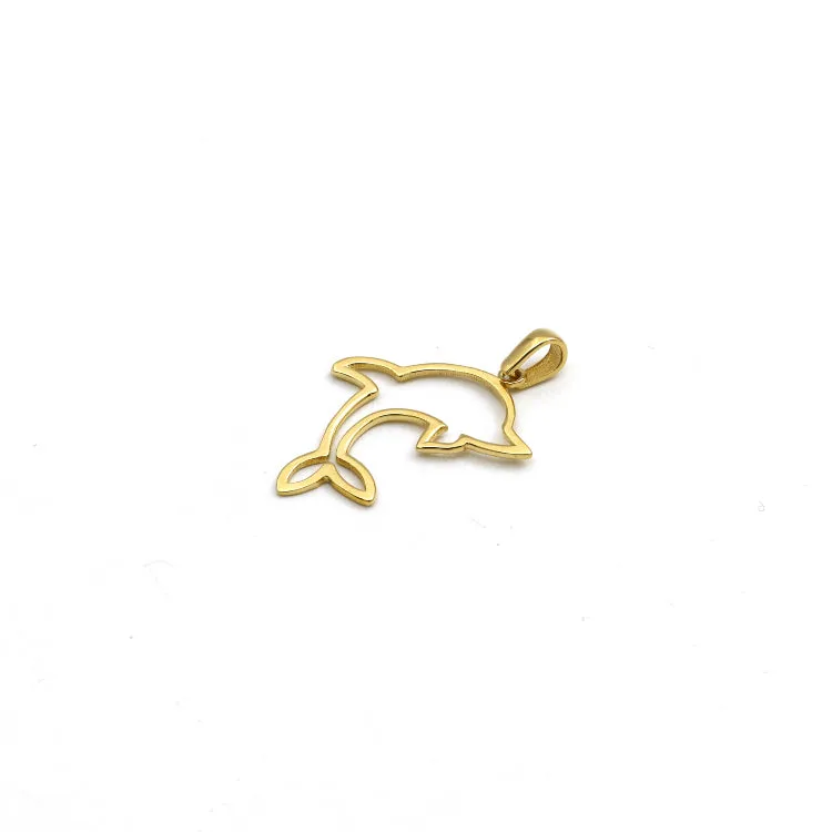 Real Gold Plain Dolphin Pendant - Model 0129 P 1965