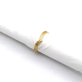 Real Gold Plain V Design Maze Hoop Ring (Size 7) - Model 6905 R2563