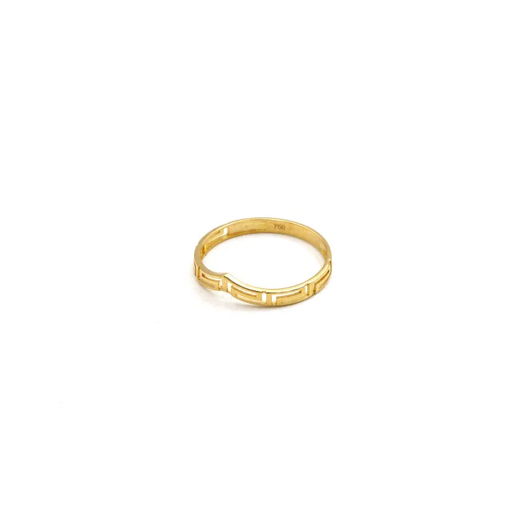 Real Gold Plain V Design Maze Hoop Ring (Size 7) - Model 6905 R2563