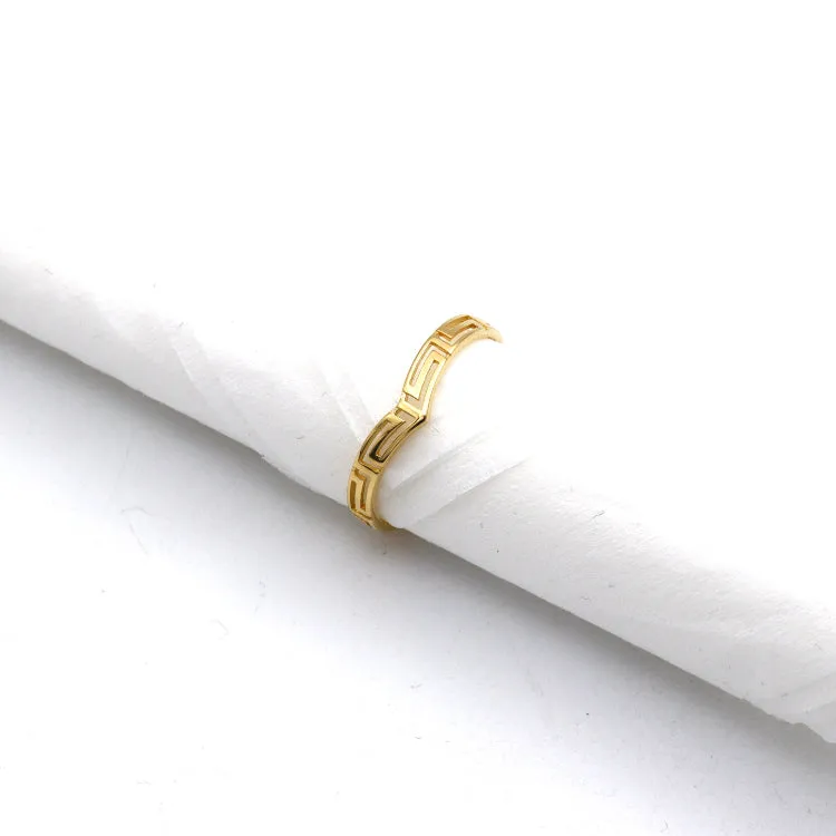 Real Gold Plain V Design Maze Hoop Ring (Size 7) - Model 6905 R2563