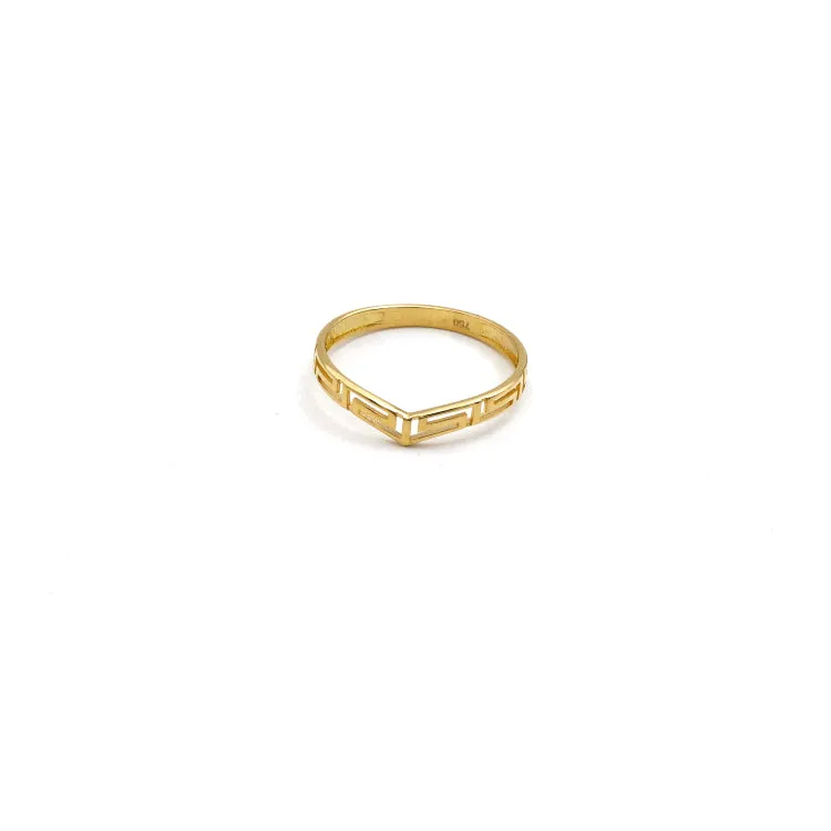 Real Gold Plain V Design Maze Hoop Ring (Size 7) - Model 6905 R2563