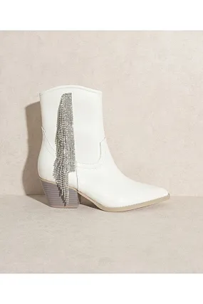 Rowan Fringe Booties - White