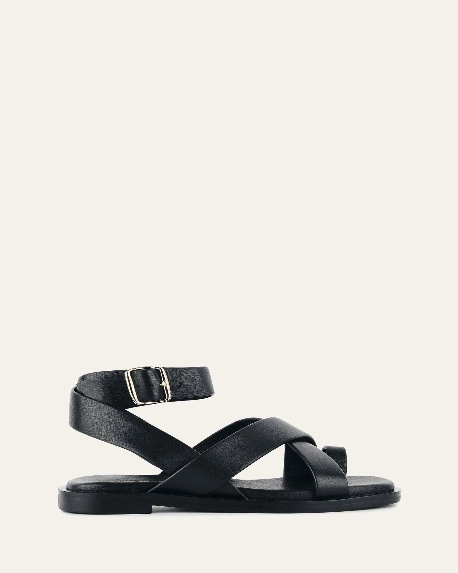 SHONA FLAT SANDALS BLACK LEATHER