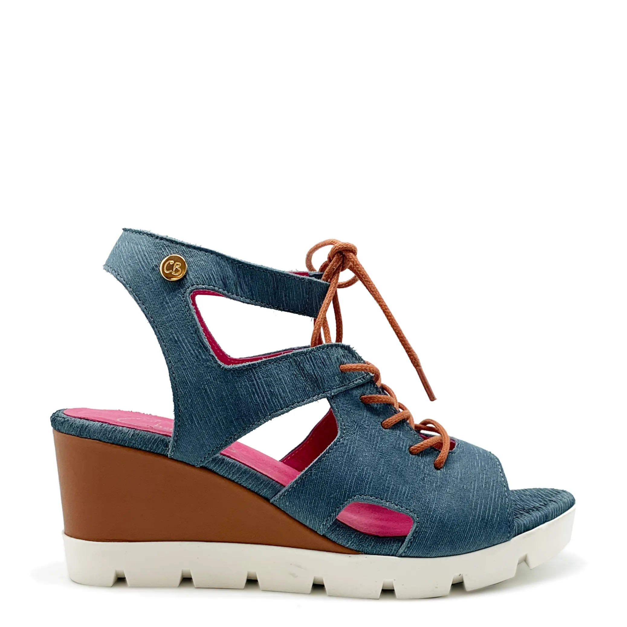 Sissors wedge sandal - Denim lazer