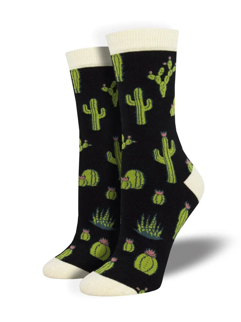 SOCKSMITH WOMENS  KING CACTUS BLACK