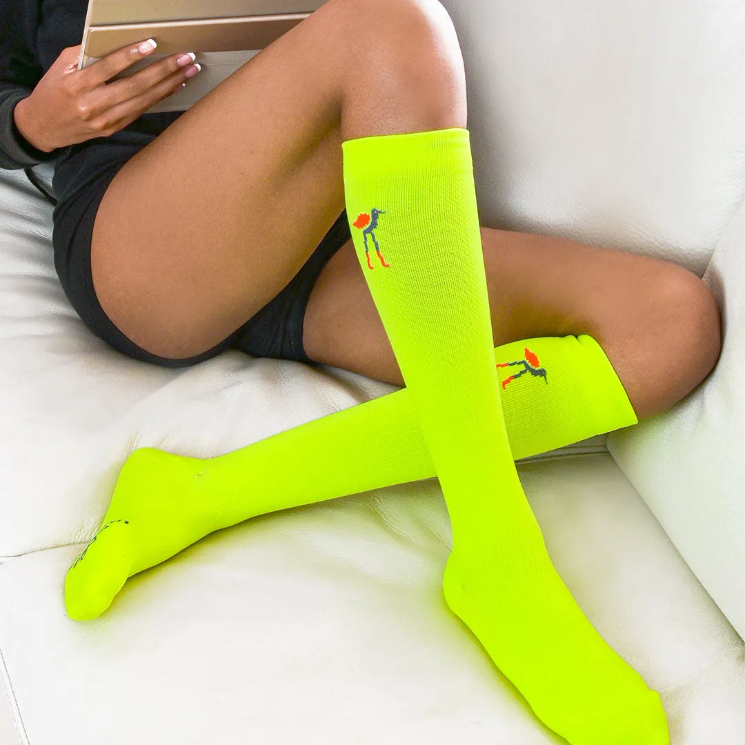 Solid Court Yellow Compression Socks