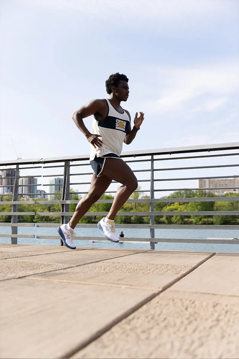 SUN RUN SINGLET MEN'S - OFF WHITE/ESTATE BLUE