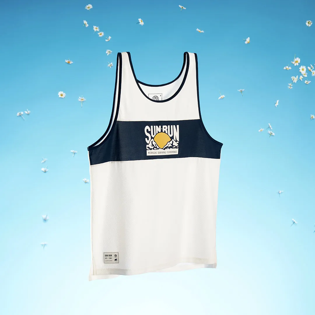 SUN RUN SINGLET MEN'S - OFF WHITE/ESTATE BLUE