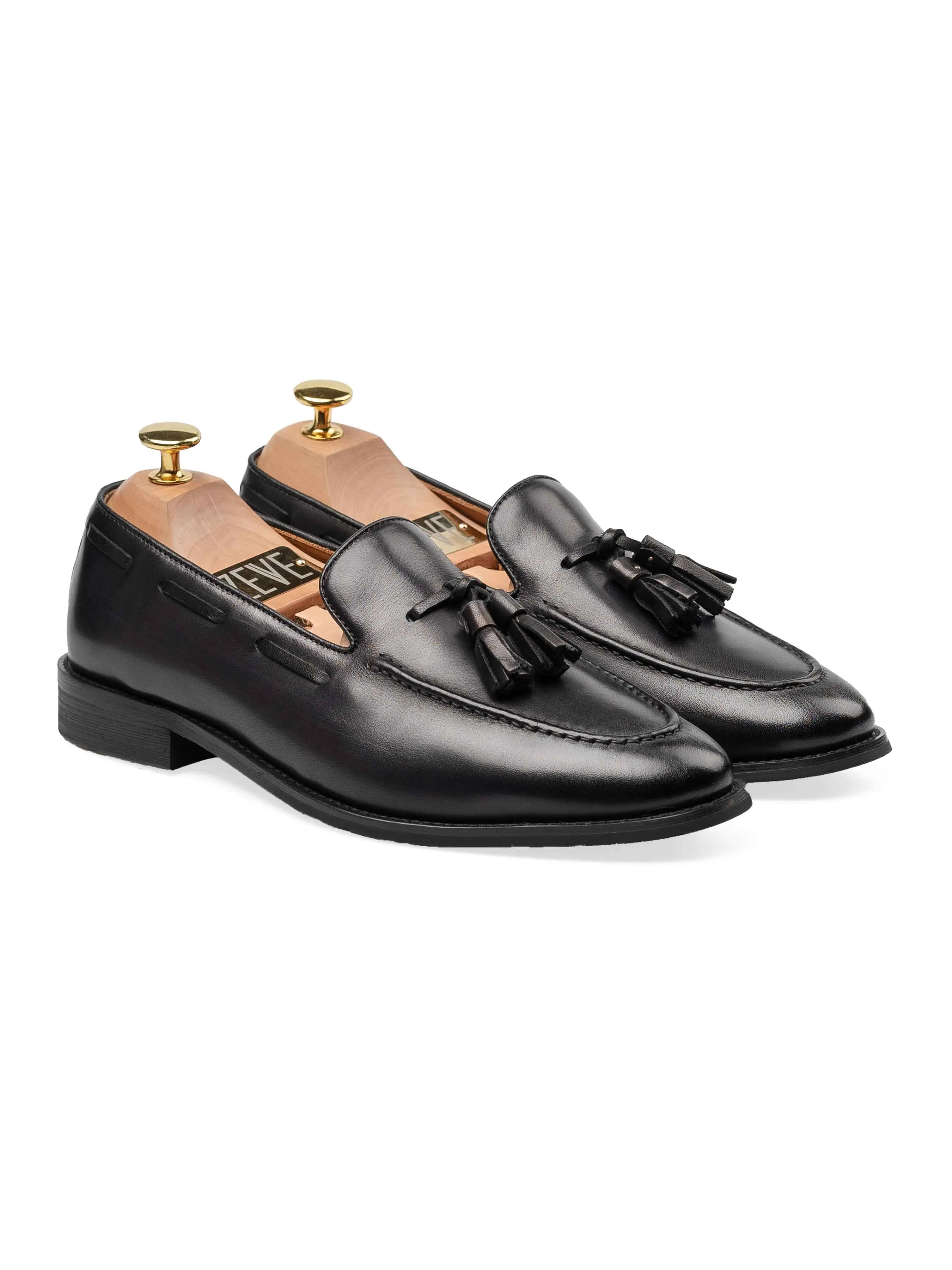 Tassel Loafer - Black Grey (Hand Painted Patina)