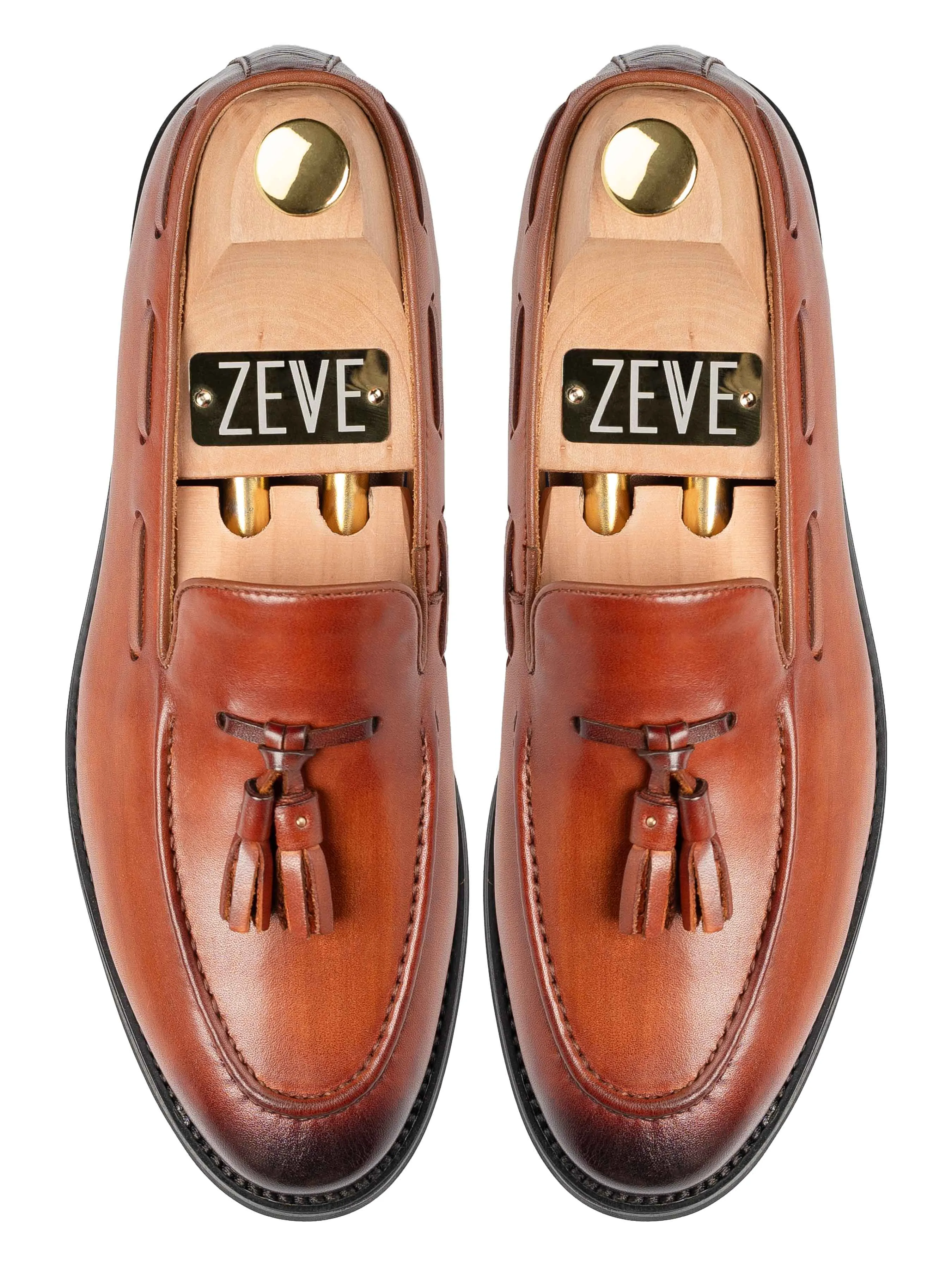 Tassel Loafer - Cognac Tan (Hand Painted Patina)